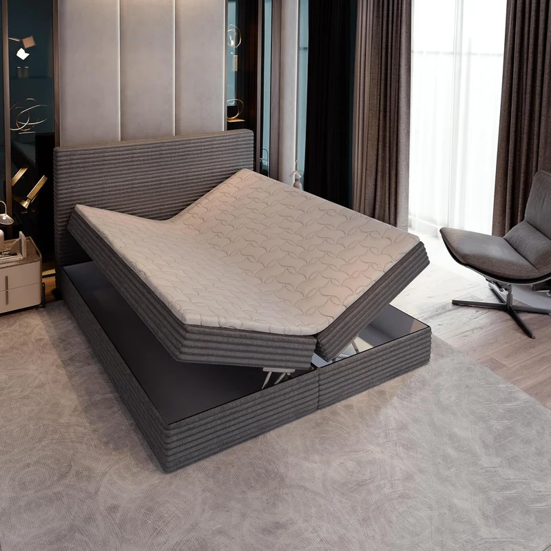 Masseno Boxspringbett PISA – Komplett-Set mit Matratze & Topper, Bettkasten, Polsterbetth