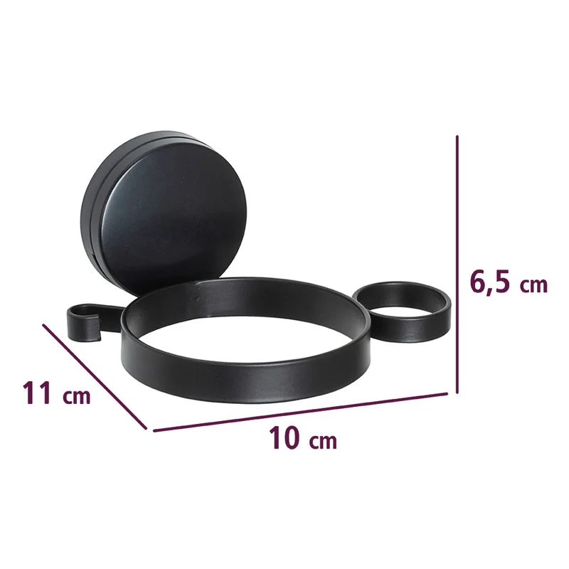 Schwarzer Föhnhalter mit Saugnapf Wenko - Pavia Black