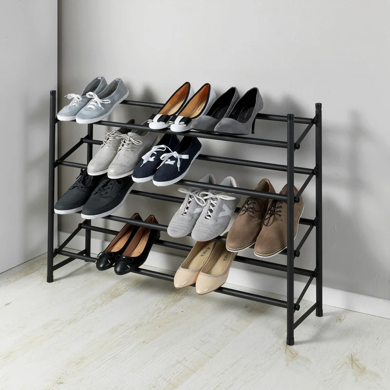 Schwarzes Schuhregal ausziehbar 4 Ebenen Wenko