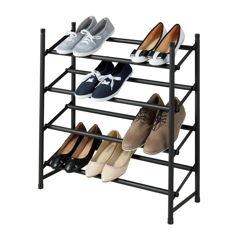 Schwarzes Schuhregal ausziehbar 4 Ebenen Wenko
