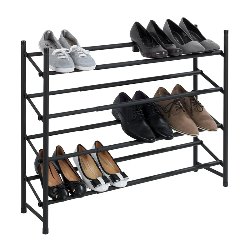 Schwarzes Schuhregal ausziehbar 4 Ebenen Wenko