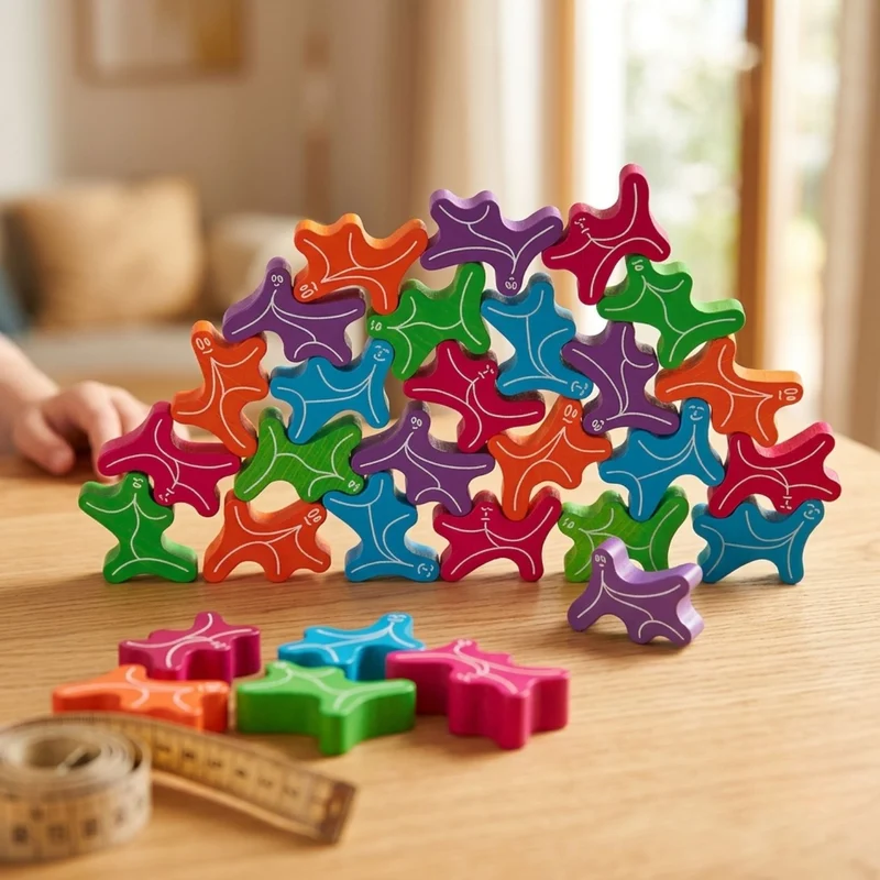 Koordinationsspiel 'Stapelgeister XL' | Förderung der Hand-Auge-Koordination | 25 Spielsteine aus Buchenholz | Made in Germany