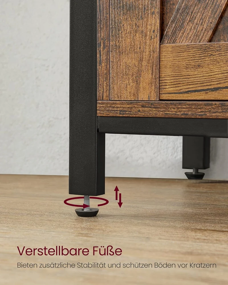 VASAGLE Sideboard mit Schiebetüren, Küchenschrank Landhausstil, Vintagebraun 100 cmh