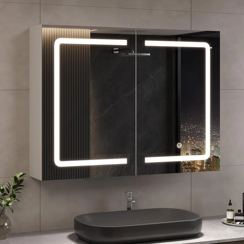DICTAC LED Spiegelschrank Bad mit Steckdose und Touch-Sensorh