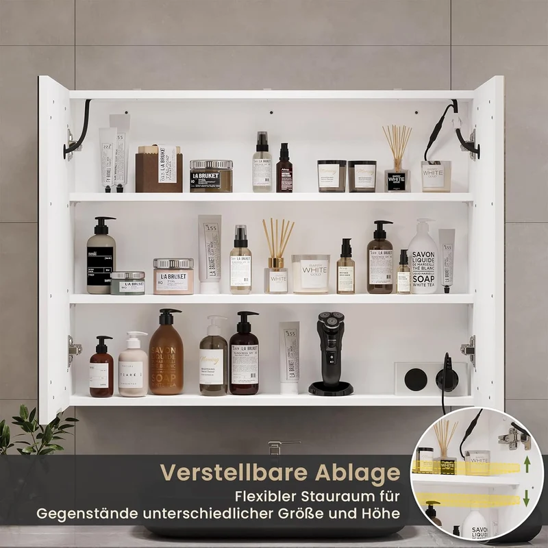 DICTAC LED Spiegelschrank Bad mit Steckdose und Touch-Sensorh