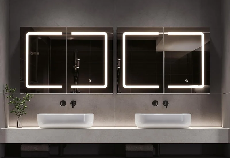 DICTAC LED Spiegelschrank Bad mit Steckdose und Touch-Sensorh