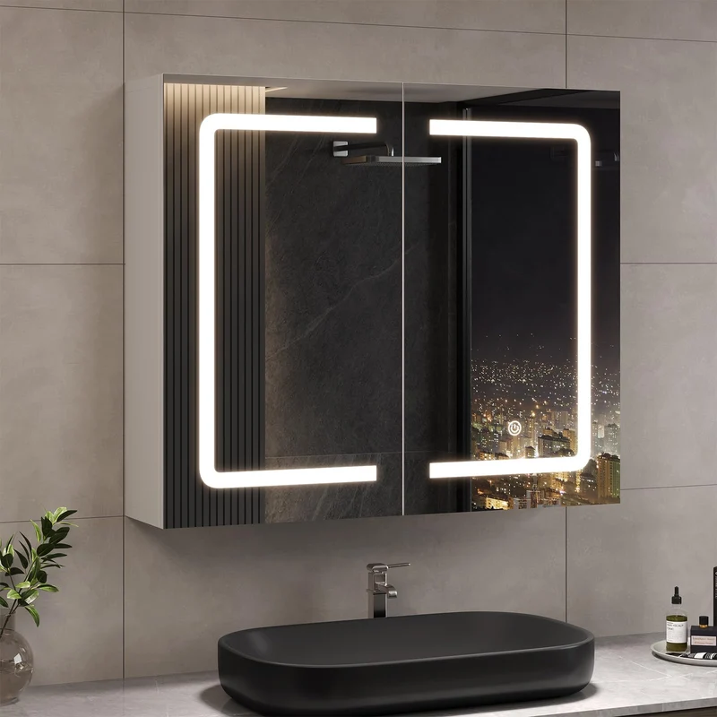 DICTAC LED Spiegelschrank Bad mit Steckdose und Touch-Sensorh