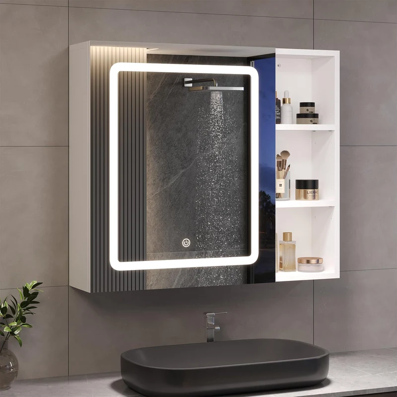 DICTAC LED Spiegelschrank Bad mit Steckdose und Touch-Sensorh