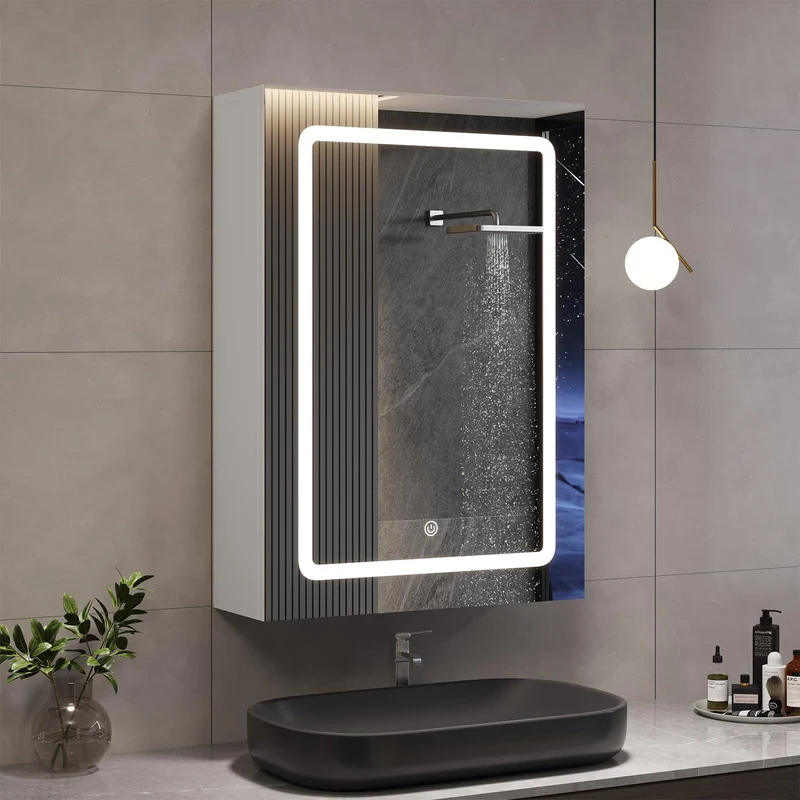 DICTAC LED Spiegelschrank Bad mit Steckdose und Touch-Sensorh