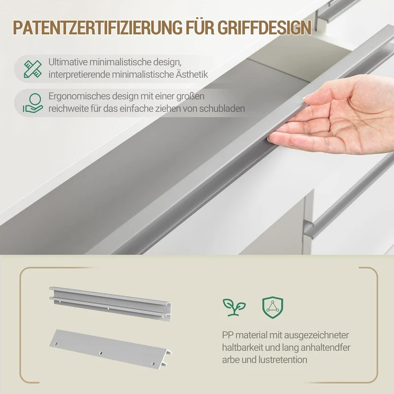 Hzuaneri Schminktisch mit LED Spiegel, 9 Schubladen, Weiß-Silberh