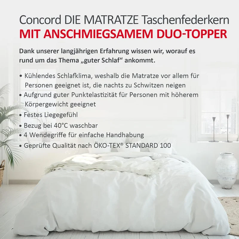 Matratzen Concord Taschenfederkernmatratze mit Duo Topper, Kaltschaum, Öko-Tex, atmungsaktivh