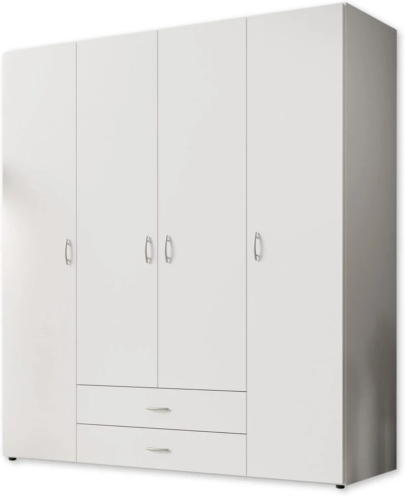 Stella Trading Kleiderschrank mit Drehtüren – Holzschrank für Schlafzimmer, zeitloses Designh
