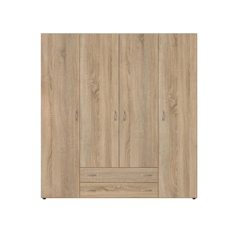 Stella Trading Kleiderschrank mit Drehtüren – Holzschrank für Schlafzimmer, zeitloses Designh