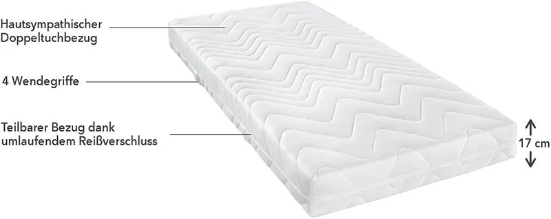 Matratzen Concord Sleepsy Leron Matratze 90x200 cm Komfortschaum 7-Zonen H2 Öko-Texh
