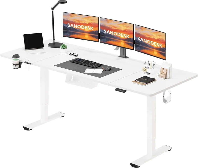 SANODESK höhenverstellbarer Schreibtisch – XXL Standing Desk elektrisch, ergonomisch, stabilh