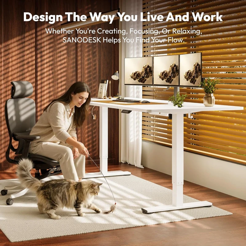 SANODESK höhenverstellbarer Schreibtisch – XXL Standing Desk elektrisch, ergonomisch, stabilh