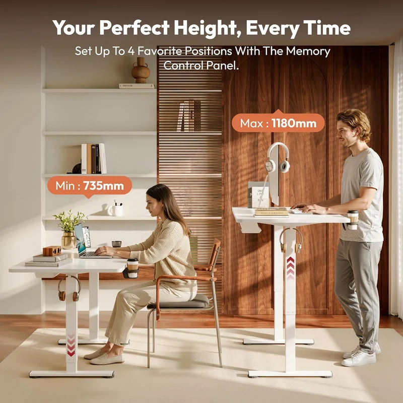 SANODESK höhenverstellbarer Schreibtisch – XXL Standing Desk elektrisch, ergonomisch, stabilh