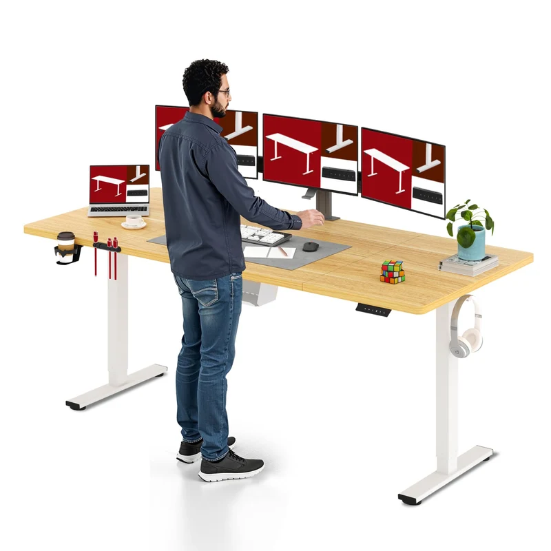 SANODESK höhenverstellbarer Schreibtisch – XXL Standing Desk elektrisch, ergonomisch, stabilh