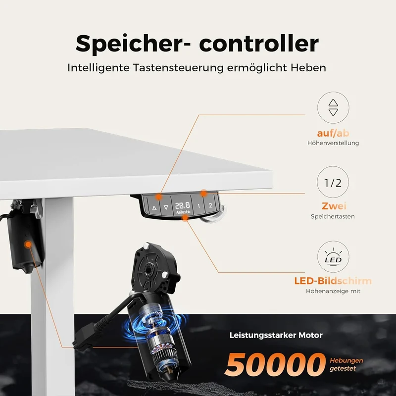 Agilestic höhenverstellbarer Schreibtisch elektrisch – ergonomisch, stabil, flexibelh