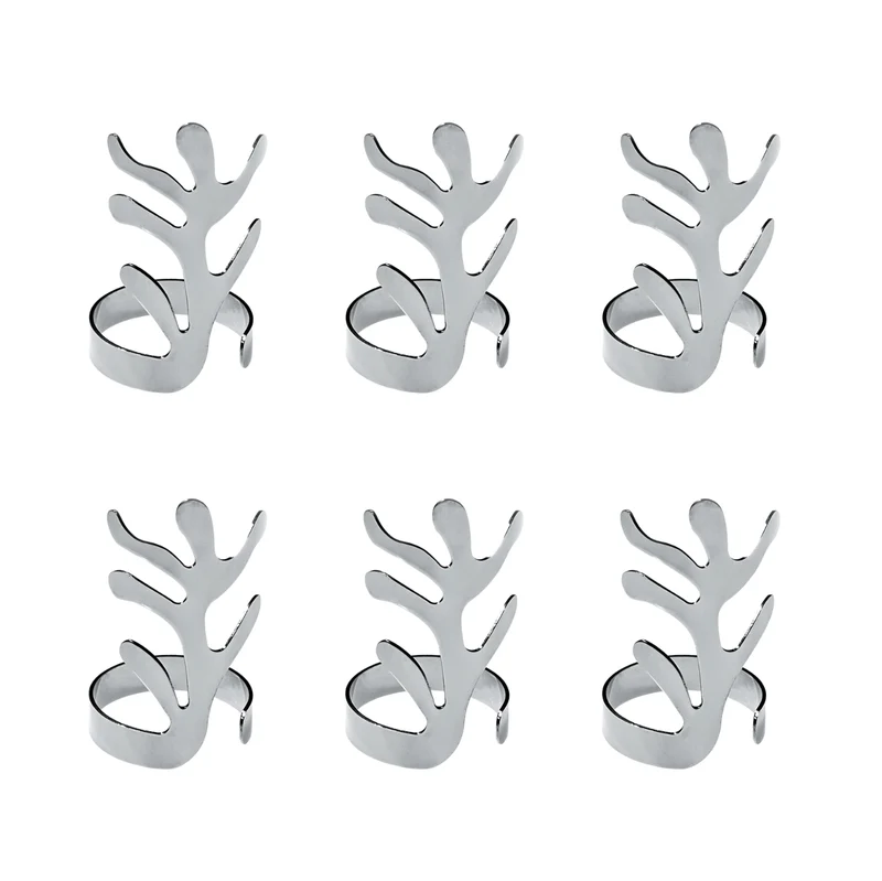 Alessi Mediterraneo Set 6 portatovaglioli in Acciaio Inox