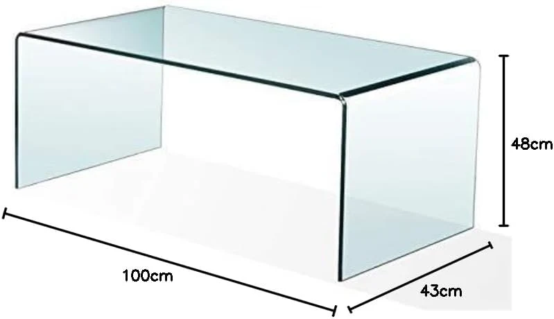 Grupo SDM Cheval Couchtisch Glas – Gebogenes Sicherheitsglas 10 mm, Transparent, Modern (100 x 48 cm)h