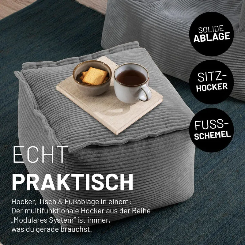 Lumaland Modulares Cord Sitzsack Sofa Set – Bean Bag Module mit EPS-Füllung, Weich, Indoor, Modernh