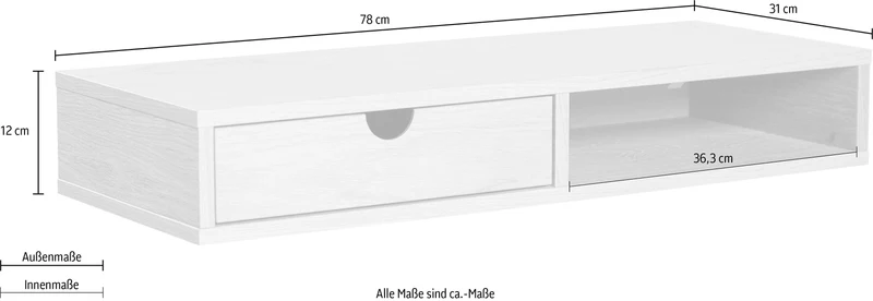 Woodman Farsta Wand-Stauraumschrank Eiche Furnier – FSC, Schwebend, Modern, Platzsparendh