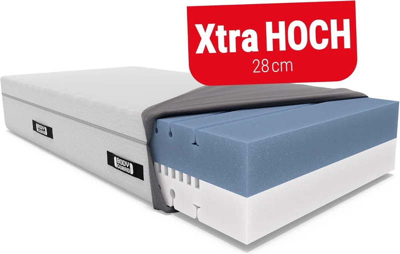 Bodyguard Bett1 Boxspring Matratze – 2in1 Liegehärten, Ergonomisch, QXSchaum, Oeko-TEX®, Made in Germanyh