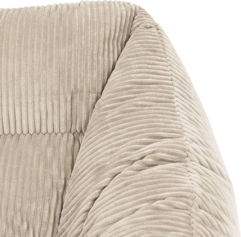 Icon Natalia Sitzsack Sessel mit Hocker Beige – Flauschiger Cord, Bean Bag Chair für Wohnzimmer & Büroh