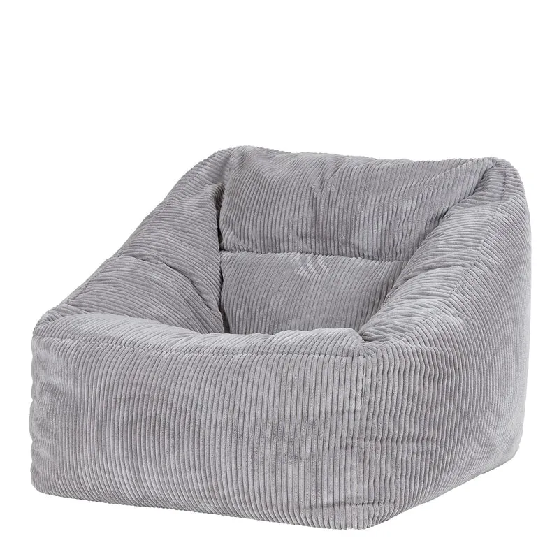 Icon Natalia Sitzsack Sessel mit Hocker Beige – Flauschiger Cord, Bean Bag Chair für Wohnzimmer & Büroh