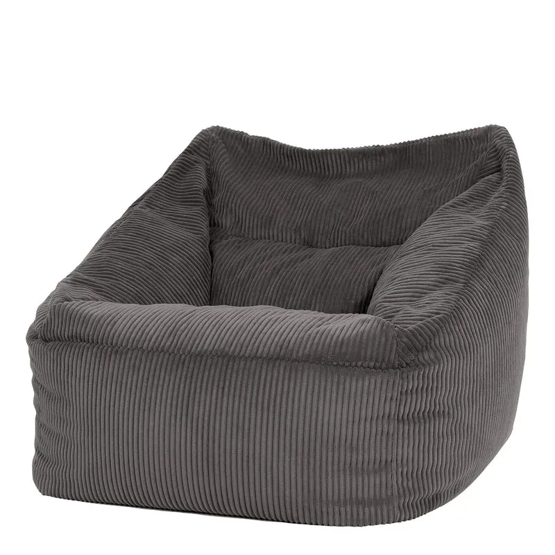 Icon Natalia Sitzsack Sessel mit Hocker Beige – Flauschiger Cord, Bean Bag Chair für Wohnzimmer & Büroh