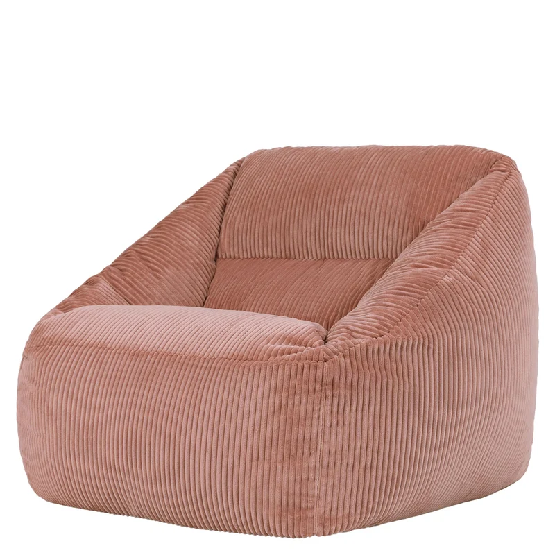Icon Natalia Sitzsack Sessel mit Hocker Beige – Flauschiger Cord, Bean Bag Chair für Wohnzimmer & Büroh