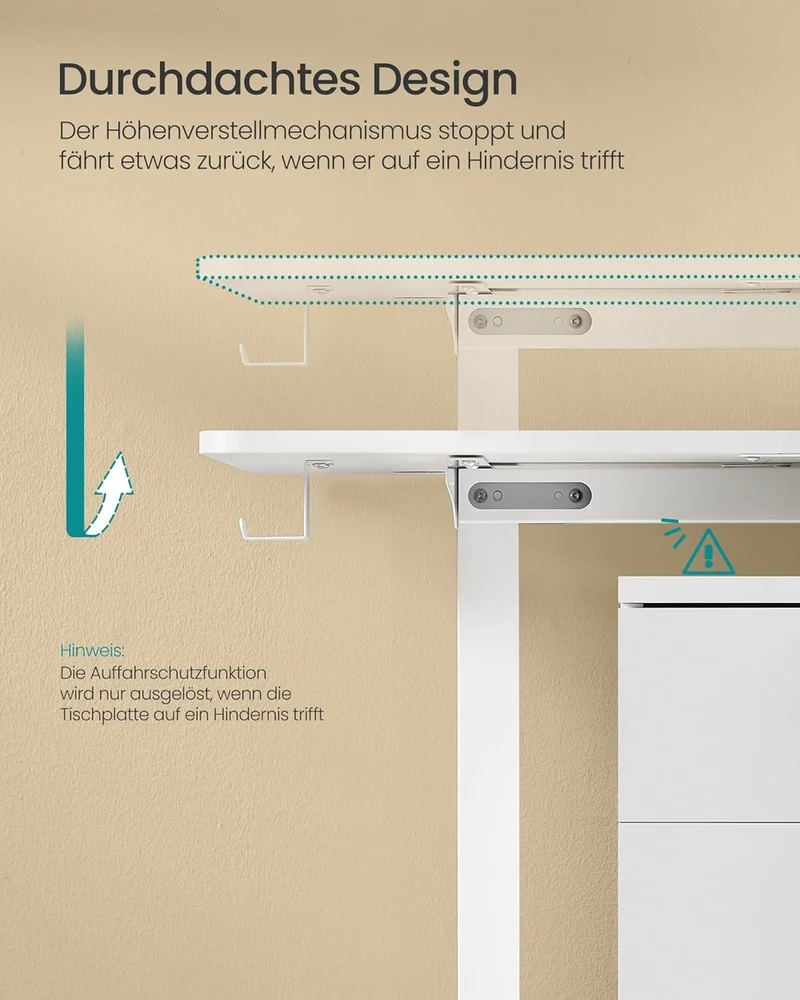 SONGMICS höhenverstellbarer Schreibtisch elektrisch – Rechteck, Memory, modernh