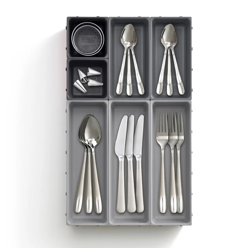 Schubladeneinsatz Modular 7-teilig grau schwarz anklickbar Joseph Joseph - Duo Duo