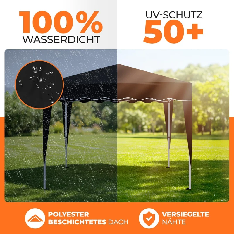 Kronenburg Faltpavillon Pop-Up Pavillon – UV50+, Wasserdicht, Mit Seitenteilenh