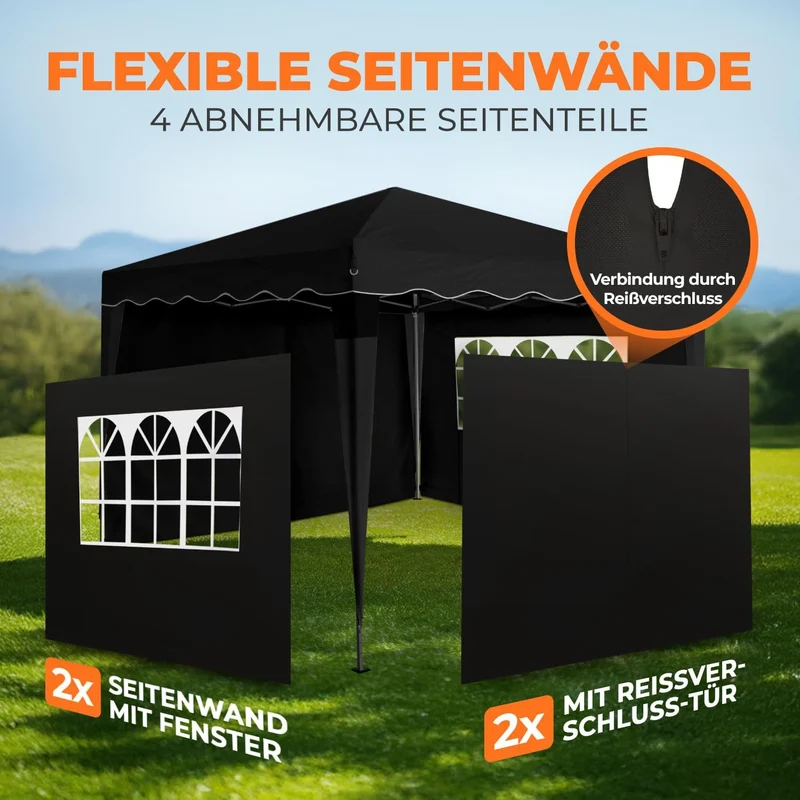 Kronenburg Faltpavillon Pop-Up Pavillon – UV50+, Wasserdicht, Mit Seitenteilenh
