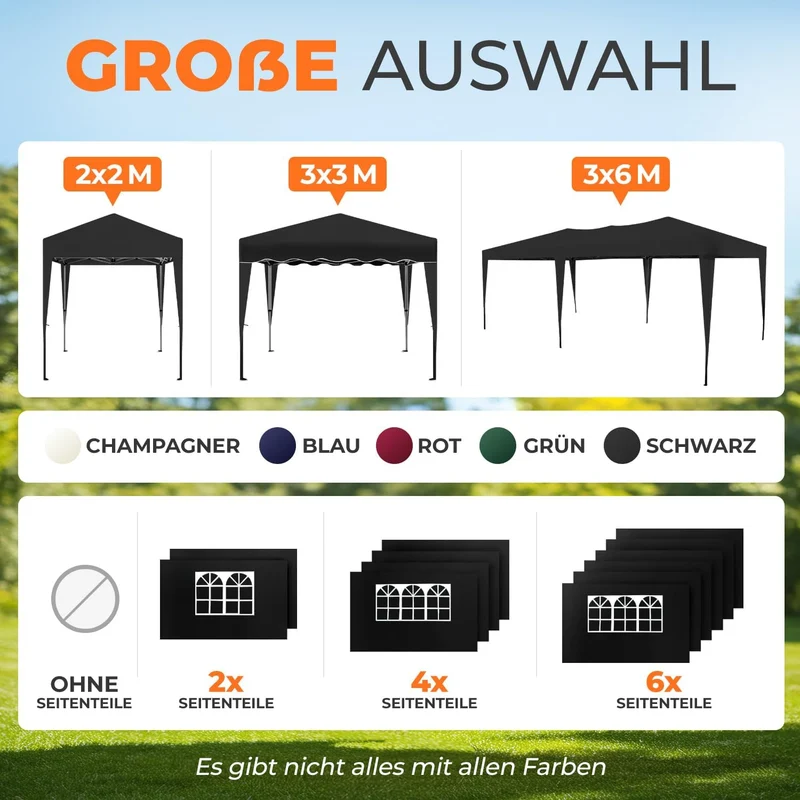 Kronenburg Faltpavillon Pop-Up Pavillon – UV50+, Wasserdicht, Mit Seitenteilenh