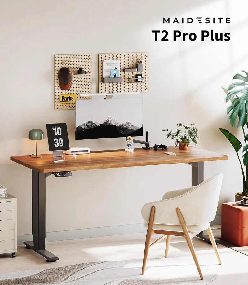 MAIDeSITe T2 Pro Plus Höhenverstellbarer Schreibtisch elektrisch mit Dual-Motor, 4 Memory-Steuerung, Sitz-Steh-Erinnerung, 100–220 cm Tischplatteh