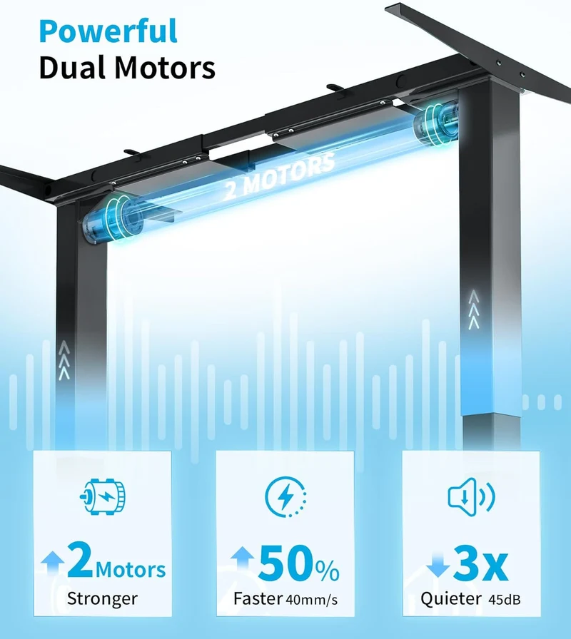 MAIDeSITe T2 Pro Plus Höhenverstellbarer Schreibtisch elektrisch mit Dual-Motor, 4 Memory-Steuerung, Sitz-Steh-Erinnerung, 100–220 cm Tischplatteh