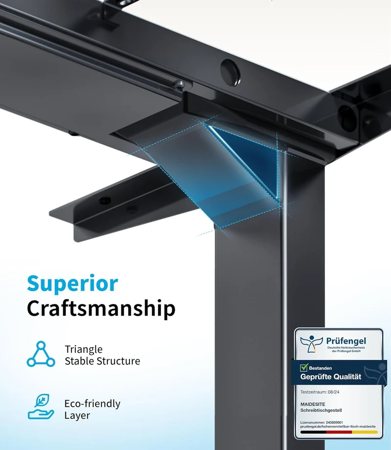 MAIDeSITe T2 Pro Plus Höhenverstellbarer Schreibtisch elektrisch mit Dual-Motor, 4 Memory-Steuerung, Sitz-Steh-Erinnerung, 100–220 cm Tischplatteh