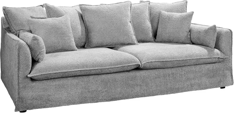 Riess Ambiente Heaven 3-Sitzer Sofa 200 cm Grau Bouclé Federkern Couch Modern Rücken echth