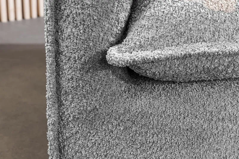 Riess Ambiente Heaven 3-Sitzer Sofa 200 cm Grau Bouclé Federkern Couch Modern Rücken echth