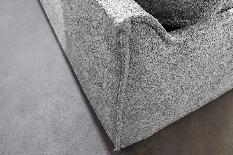 Riess Ambiente Heaven 3-Sitzer Sofa 200 cm Grau Bouclé Federkern Couch Modern Rücken echth