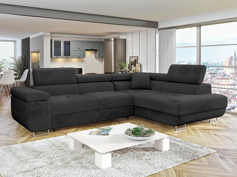 Mirjan24 Torezio Ecksofa mit Schlaffunktion und Bettkasten – 4-Sitzer L-Formh