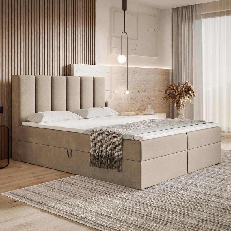 Motivena Santiago Boxspringbett mit Bettkasten, Matratze & Topperh