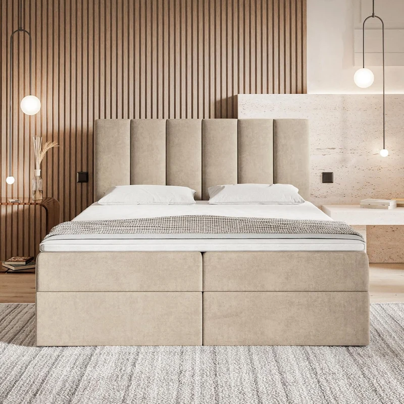 Motivena Santiago Boxspringbett mit Bettkasten, Matratze & Topperh