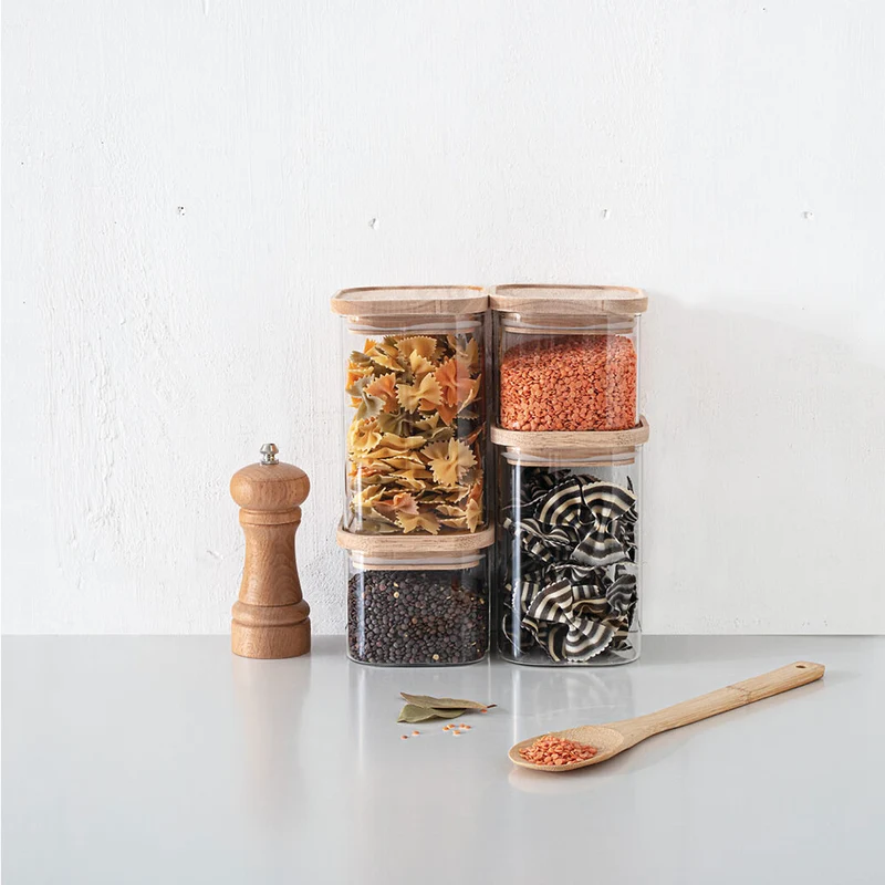 Vorratsgläser mit Holzdeckel 4-teilig Five®