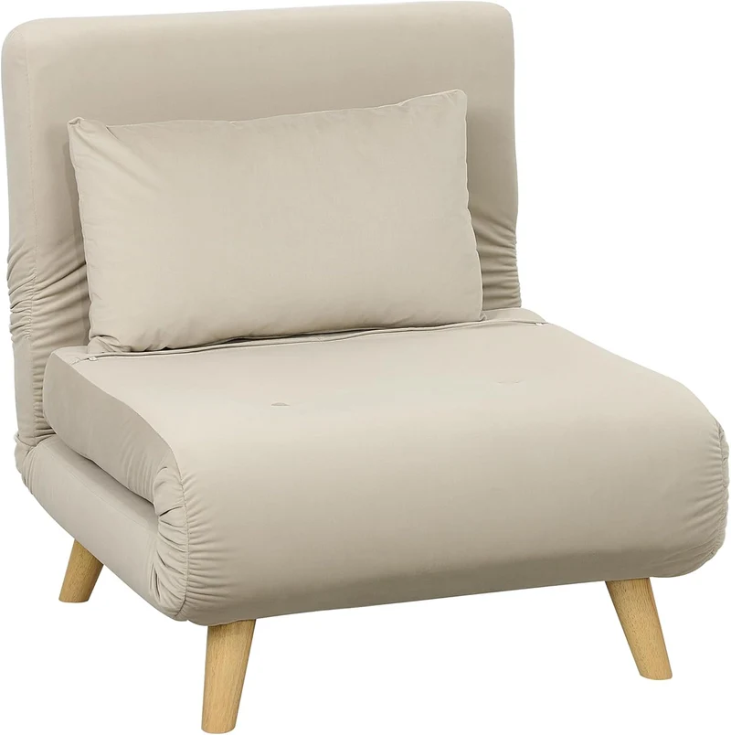 HOMCOM 3-in-1 Schlafsessel Beige – Klappsofa mit Bettfunktion & verstellbarer Rückenlehneh