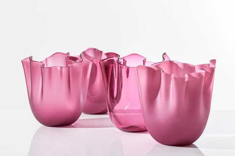 Venini Vaso Fazzoletto Piccolo Trasparente Sabbiato