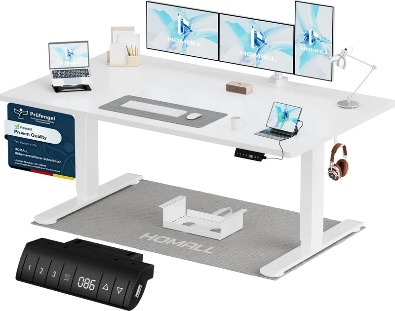 Homall höhenverstellbarer Schreibtisch elektrisch – Rechteck, USB, ergonomischh